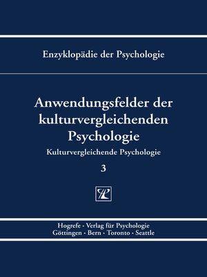cover image of Anwendungsfelder der kulturvergleichenden Psychologie